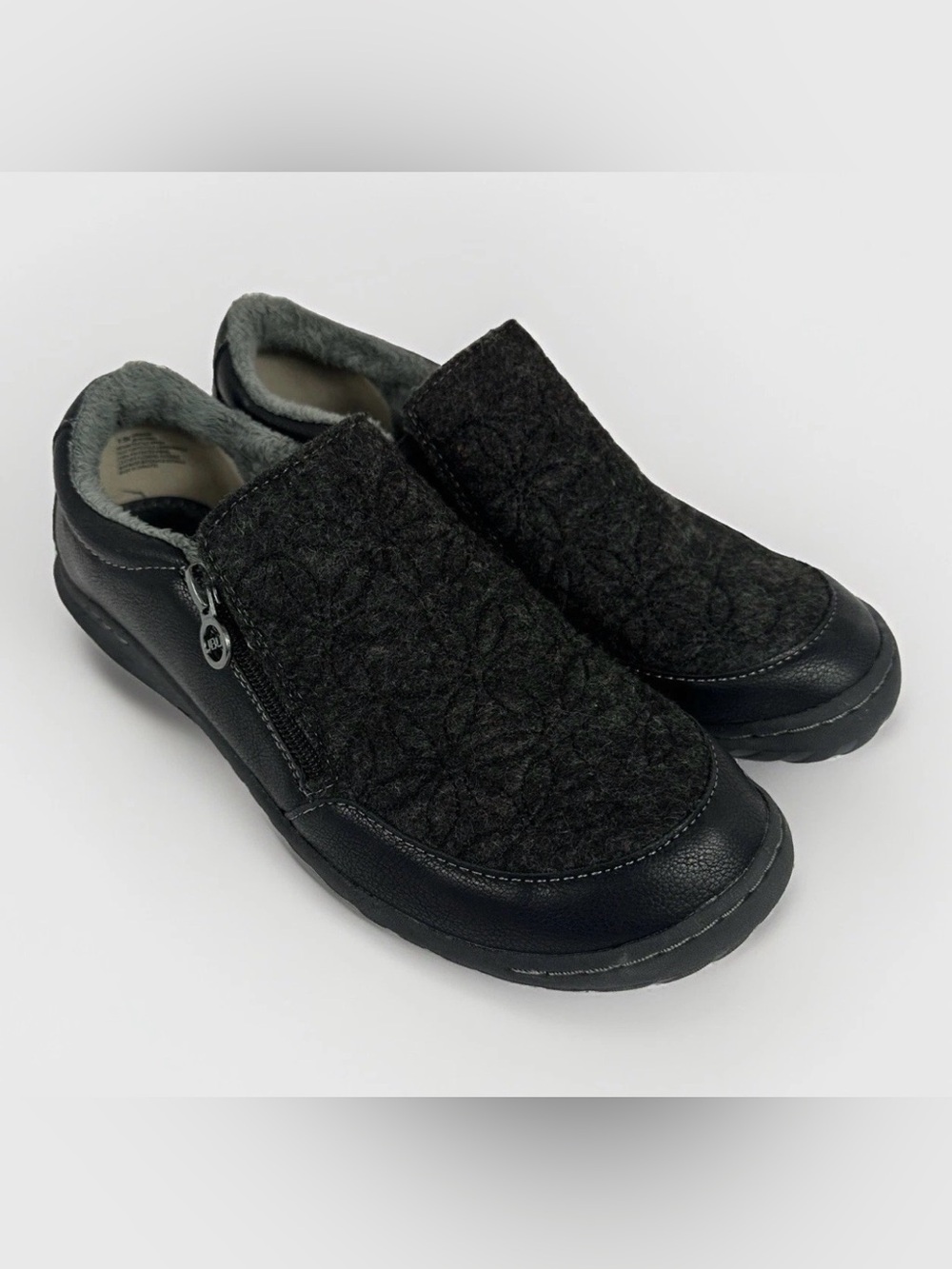 JBU by Jambu Crimson Womens 9M Black Faux Fur Memory Foam Zip Slip On Shoes